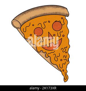 Cartoon Pizza Kürbis Illustration weißen Hintergrund Vektor Stock Vektor