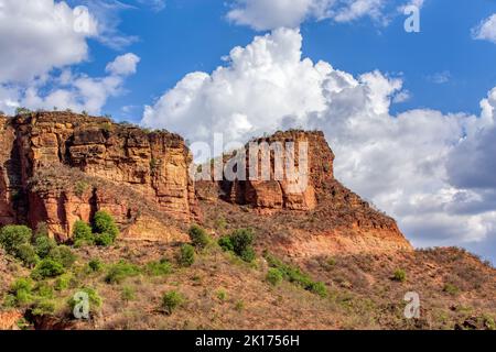 Schöne Hochlandlandschaft in der Region Oromia. Äthiopien Wildnis Landschaft, Afrika. Stockfoto