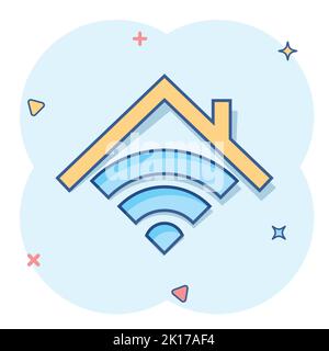 "Smart Home"-Symbol im Comic-stil. Haus der Vektor Cartoon Illustration Piktogramm. Smart Home Business Konzept splash Wirkung. Stock Vektor