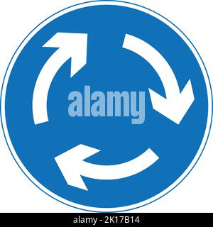 Mini-Kreisverkehr (Kreisverkehr Zirkulation - geben Sie Platz für Fahrzeuge von der unmittelbaren rechts), die Autobahn-Code-Verkehrszeichen, Zeichen, die Aufträge, Zeichen wi Stock Vektor