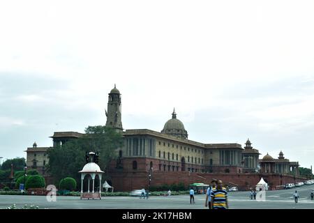 Neu Delhi, Indien - 14. September 2022 : Rashtrapati bhavan Abendwetter Stockfoto