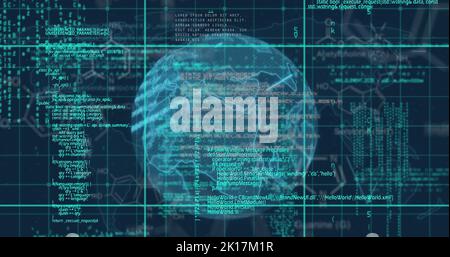 Bild von Globus über Datenverarbeitung Stockfoto