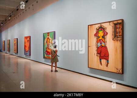 Ausstellung OS Gemeos, OS Yemeos, im Zentrum für zeitgenössische Kunst von Malaga, CAC Museum in Malaga, Andalusien, Stockfoto