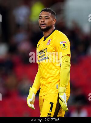 Datei-Foto vom 17-08-2022 von Zack Steffen, der im Streit ist, zum Middlesbrough-Team für den Besuch von Rotherham zurückzukehren. Ausgabedatum: Freitag, 16. September 2022. Stockfoto