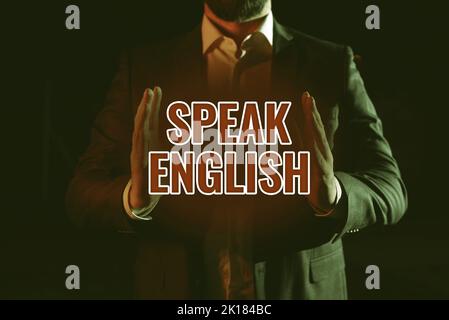 Konzeptionelle Darstellung sprechen Englisch. Internet Concept Study Another Foreign Language Online Verbal Courses Stockfoto