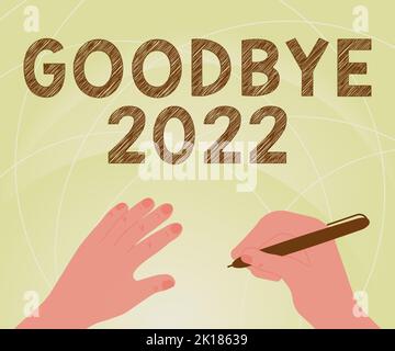 Konzeptionelle Bildunterschrift Auf Wiedersehen 2022. Geschäftsübersicht Silvester Meilenstein im letzten Monat Übergang zur Festlichkeit Stockfoto