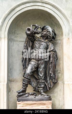 Statue des Trompeters von Säckingen im Park von Schloss Schönau, Bad Säckingen, Landkreis Waldshut, Baden-Württemberg, Deutschland | Statue des TR Stockfoto