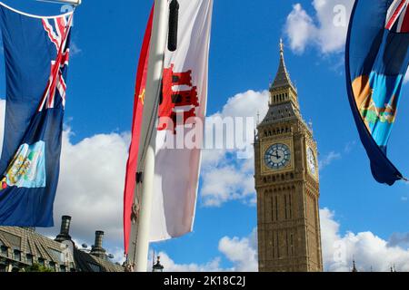 Szenen aus dem Zentrum londons in Vorbereitung auf die Beerdigung von Königin elizabeth 2 london england Stockfoto