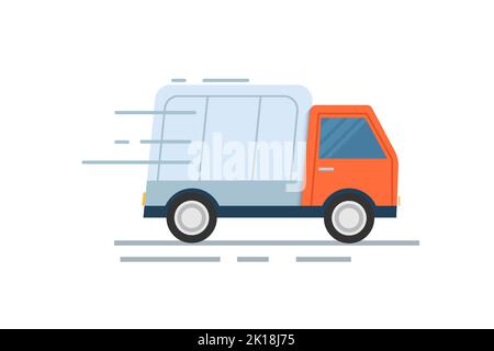 Schnelle Lieferung LKW-Versand. Online-Lieferservice. Isolierte Vektordarstellung. Stock Vektor