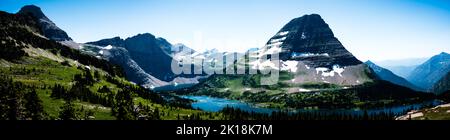 Hidden Lake Übersicht vom Logan Pass im Glacier National Park, Montana, USA. Stockfoto