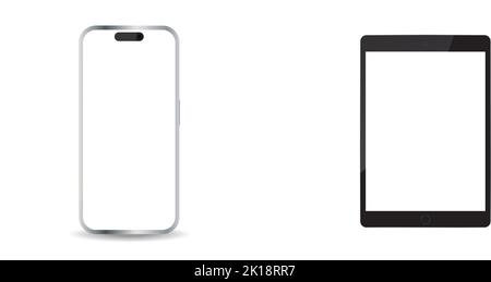 Moderne Smartphone-Gerät Mockup isoliert auf weißem Hintergrund Stock Vektor