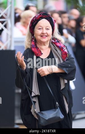 16. September 2022, Madrid, Madrid, Spanien: Hanna Schygulla kommt während des San Sebastian International Film Festival 70. am 16. September 2022 in Donostia / San Sebastian, Spanien, im Maria Cristina Hotel an (Bild: © Jack Abuin/ZUMA Press Wire) Stockfoto