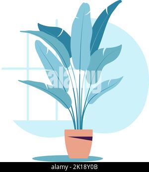 Vektor flache Illustration Pflanze im Topf. Topfpflanzen isoliert auf Weiß. Stock Vektor