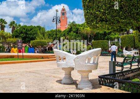 Plaza Grande, der schöne Hauptplatz der Stadt Merida in Yucatan, Mexiko Stockfoto