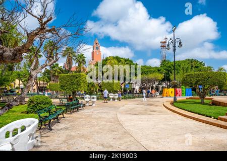 Plaza Grande, der schöne Hauptplatz der Stadt Merida in Yucatan, Mexiko Stockfoto