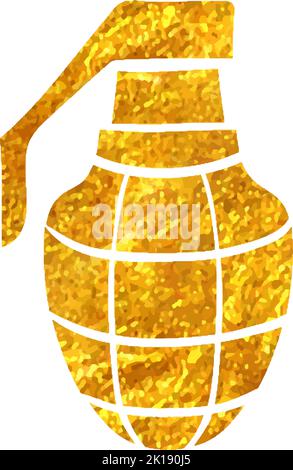 Handgezeichnetes Symbol für Grenade in Goldfolie, Vektorgrafik Stock Vektor