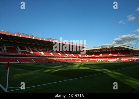 Nottingham, Großbritannien. 16. September 2022. Eine allgemeine Ansicht von City Ground vor dem Premier League Spiel Nottingham Forest gegen Fulham im City Ground, Nottingham, Großbritannien, 16.. September 2022 (Foto von Gareth Evans/Nachrichtenbilder) Kredit: Nachrichtenbilder LTD/Alamy Live Nachrichten Stockfoto