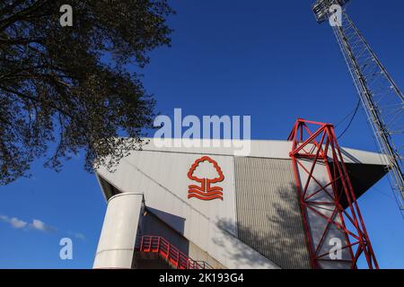 Nottingham, Großbritannien. 16. September 2022. Eine allgemeine Ansicht von City Ground vor dem Premier League Spiel Nottingham Forest gegen Fulham im City Ground, Nottingham, Großbritannien, 16.. September 2022 (Foto von Gareth Evans/Nachrichtenbilder) Kredit: Nachrichtenbilder LTD/Alamy Live Nachrichten Stockfoto