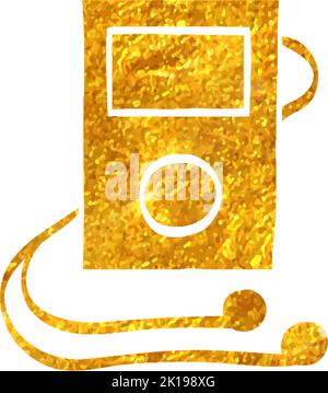 Handgezeichnetes Symbol für den Musik-Player in goldener Folie mit Vektorgrafik Stock Vektor