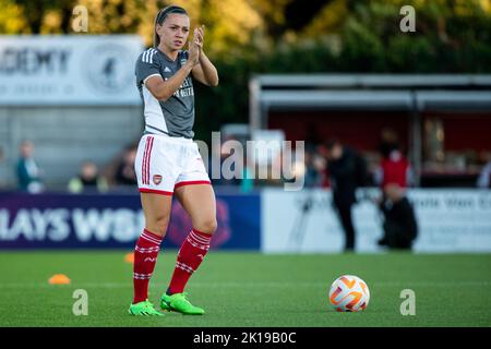 London, Großbritannien. 16. September 2022. Katie McCabe (15 Arsenal) vor dem Barclays FA Womens Super League-Spiel zwischen Arsenal und Brighton im Meadow Park in London, England. (Liam Asman/SPP) Quelle: SPP Sport Press Photo. /Alamy Live News Stockfoto