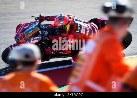 Aragon, Spanien. 16. September 2022. Freies Training vor dem Animoca Brand Grand Prix of Aragon of MotoGP auf dem Motorland Circuit. Aragon, 16. September 2022 in Bild: Italien Pecco Bagnaia Entrenamientos libres previos al Gran Premio Animoca Brand de MotoGP de Aragon en el circuito de Motorland. Aragon 16 de Septiembre de 2022 POOL/ MotoGP.com/Cordon die Pressebilder sind nur für redaktionelle Zwecke bestimmt. Obligatorischer Kredit: © motogp.com Kredit: CORDON PRESS/Alamy Live News Stockfoto