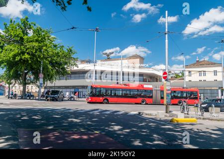 Bratislava, Slowakei - 31. Mai 2022: Bahnhof Bratislava Hlavna. Stockfoto