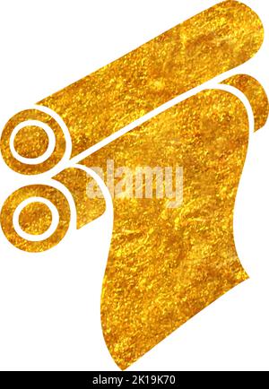 Handgezeichnetes Symbol für Druckrolle in Doodle-Skizze in Goldfolie-Textur-Vektor-Illustration Stock Vektor