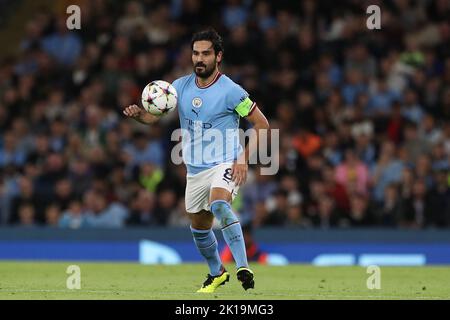 Ikay Gundogan von Manchester City während des UEFA Champions League Group G-Spiels zwischen Manchester City und Borussia Dortmund am Mittwoch, 14.. September 2022, im Etihad Stadium in Manchester. (Kredit: Mark Fletcher | MI News) Kredit: MI Nachrichten & Sport /Alamy Live News Stockfoto