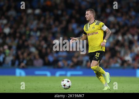 Marco Reus von Borussia Dormund beim UEFA Champions League Group G-Spiel zwischen Manchester City und Borussia Dortmund am Mittwoch, 14.. September 2022, im Etihad Stadium in Manchester. (Kredit: Mark Fletcher | MI News) Kredit: MI Nachrichten & Sport /Alamy Live News Stockfoto