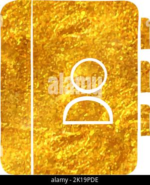 Handgezeichnetes Adressbuchsymbol in einer Vektorgrafik mit Goldfolie Stock Vektor