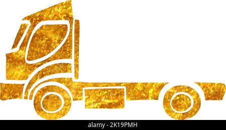 Handgezeichnetes leeres Container-Hubwagen-Symbol in Goldfolie Textur Vektorgrafik Stock Vektor