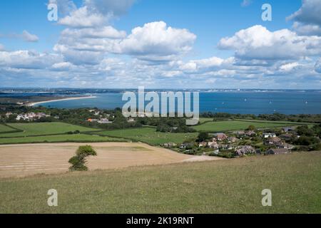 Blick von Studland in Richtung Poole Harbour Dorset England Stockfoto