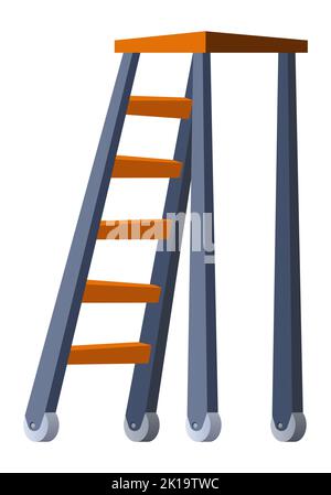 Steplader auf Rädern - modernes flaches Design-Stil einzelnes isoliertes Bild Stock Vektor