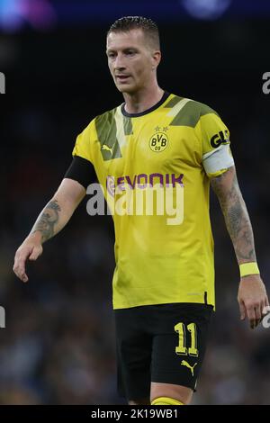 Marco Reus von Borussia Dormund beim UEFA Champions League Group G-Spiel zwischen Manchester City und Borussia Dortmund am Mittwoch, 14.. September 2022, im Etihad Stadium in Manchester. (Kredit: Mark Fletcher | MI News) Kredit: MI Nachrichten & Sport /Alamy Live News Stockfoto