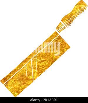 Handgezeichnete Rasiermesser-Säge in Holzschnitt-Holzbearbeitungswerkzeug in Goldfolie Textur Vektorgrafik Stock Vektor