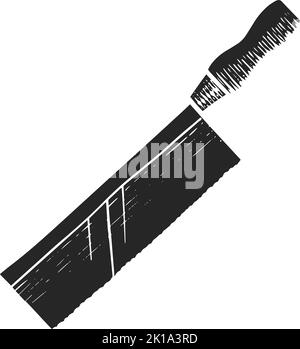 Handgezeichnete Rasiermesser-Säge in Holzschnitt-Holzbearbeitung-Werkzeug Vektorgrafik Stock Vektor