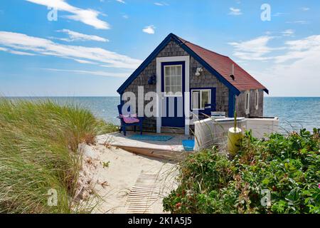 Ferienhaus am Cold Storage Beach in Truro, Barnstable County, Cape Cod, Massachusetts, USA. Stockfoto