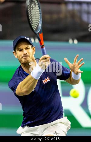 Glasgow, Großbritannien. 16. September 2022. GLASGOW, SCHOTTLAND - 16. SEPTEMBER: Andy Murray aus Großbritannien während des Davis Cup von Rakuten Group Stage 2022 Glasgow-Spiel zwischen Großbritannien und den Niederlanden in der Emirates Arena am 16. September 2022 in Glasgow, Schottland. Kredit: BSR Agentur/Alamy Live Nachrichten Stockfoto