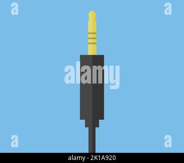 Symbol für Klinkenkabel, Audiobuchse, 3,5-mm-Logo. Schwarzes Stereo-Audiokabel, Audiokabel für den Anschluss von Soundgeräten. vektordesign und Illustration. Stock Vektor