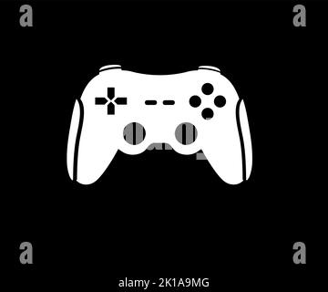 Schwarz-weißer Joystick isoliert auf weißem Hintergrund Logo-Design. Gamepad zum Spielen von Spielen, Entertainment-Controller-Vektor-Design und Illustration. Stock Vektor