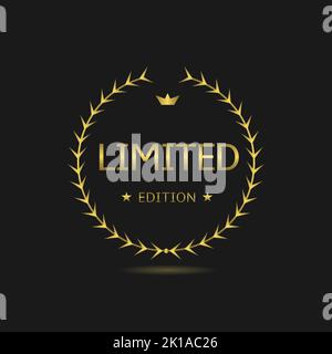Limitiertes Etikett mit goldenem Lorbeerkranz Stock Vektor
