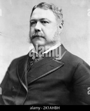 Ein Porträt des US-Präsidenten Chester Arthur, der 21. Präsident der USA war. Er übernahm sein Amt nach dem Tod von Präsident James Garfield, der zwei Monate nach der Erschießung von Charles Guiteau starb Stockfoto