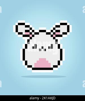 Pixel 8 Bit niedlichen Hasen. Tierische Spielelemente in Vektorgrafik. Stock Vektor