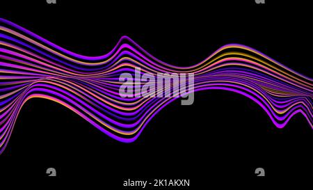 Abstrakte Neonfarbe optische Wellenlinien Kunst Muster Design-Elemente auf schwarzem Hintergrund. Vektorgrafik Stock Vektor