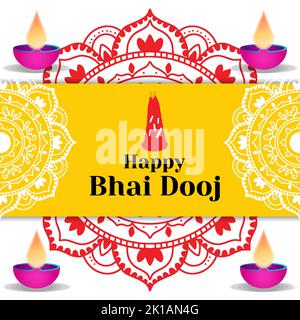 Flach glücklich bhai dooj Grußkarte Illustration Design Stock Vektor