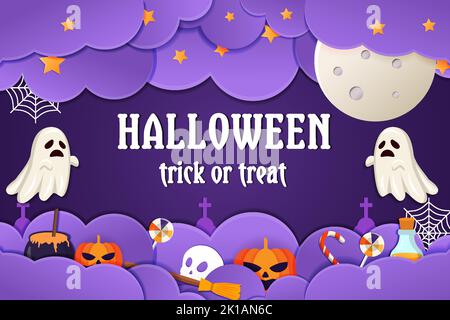 Papier schneiden Kunst halloween Hintergrund Illustration Design Stock Vektor