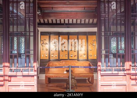 Das Gebäude und das Innere des Zhongwang Landhauses des Himmlischen Königreichs Taiping in Suzhou, China Stockfoto