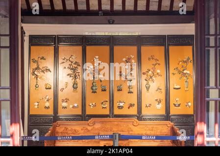 Das Gebäude und das Innere des Zhongwang Landhauses des Himmlischen Königreichs Taiping in Suzhou, China Stockfoto