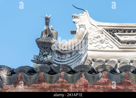 Das Gebäude und das Innere des Zhongwang Landhauses des Himmlischen Königreichs Taiping in Suzhou, China Stockfoto