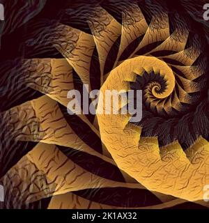 Kreatives Spiraldesign in Braun und Beige auf dunklem Hintergrund Stockfoto